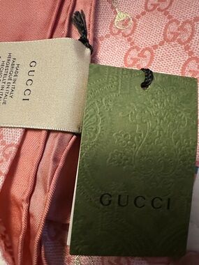 Gucci Pink and Gold Patterned Scarf brand new